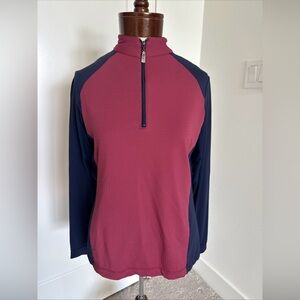 EIS Sun Shirt Womens Medium 1/4 Zip Burgundy Cooling Equestrian Riding Top